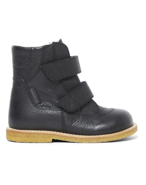 Boots fourrées scratchs en cuir  noirs