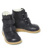 Boots fourrées scratchs en cuir  noirs