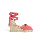 Espadrilles en coton Bilina corail - Talon 6 cm