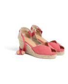 Espadrilles en coton Bilina corail - Talon 6 cm