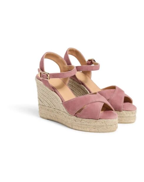 Alpargatas Blaudell en piel color vino - tacón de 8 cm