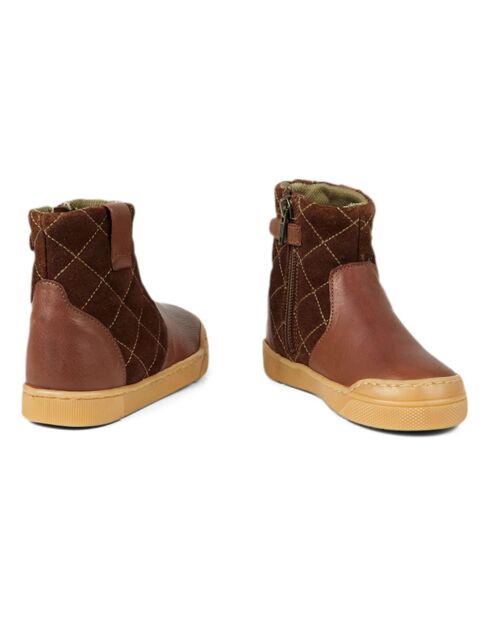 Boots en cuir zip Thor marron