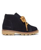 Marineblaue Stiefel aus Veloursleder mit Schnürung