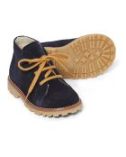 Marineblaue Stiefel aus Veloursleder mit Schnürung
