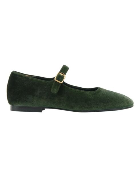 Babies en cuir en velours vert foncé