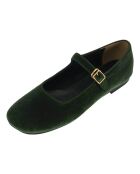 Babies en cuir en velours vert foncé