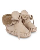 Naaktbeige leren slippers met Jaya voering