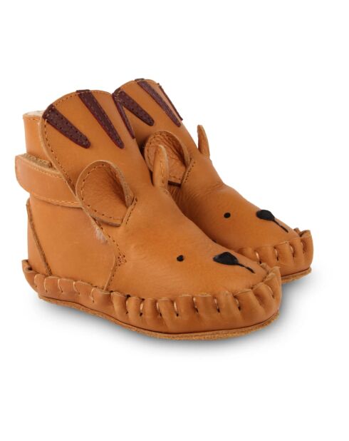 Chaussons en cuir fourés Kapi Tigre camel