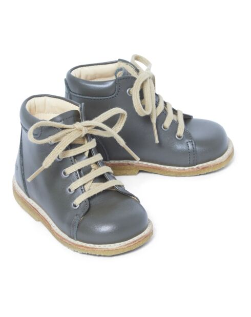 Bottines à lacets en cuir vert olive