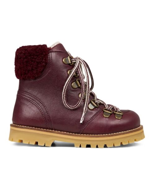 Shearling Winter Plum leren laarzen met bontvoering