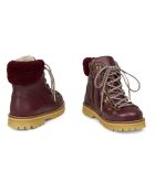 Shearling Winter Plum leren laarzen met bontvoering