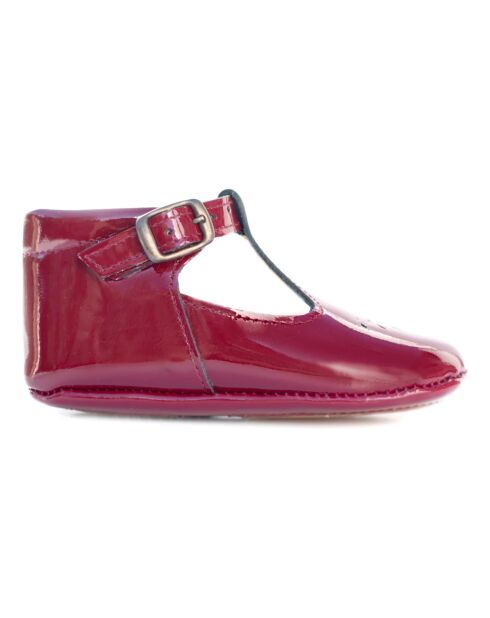 Chaussons en cuir T-Bar Minimilton vernis bordeaux