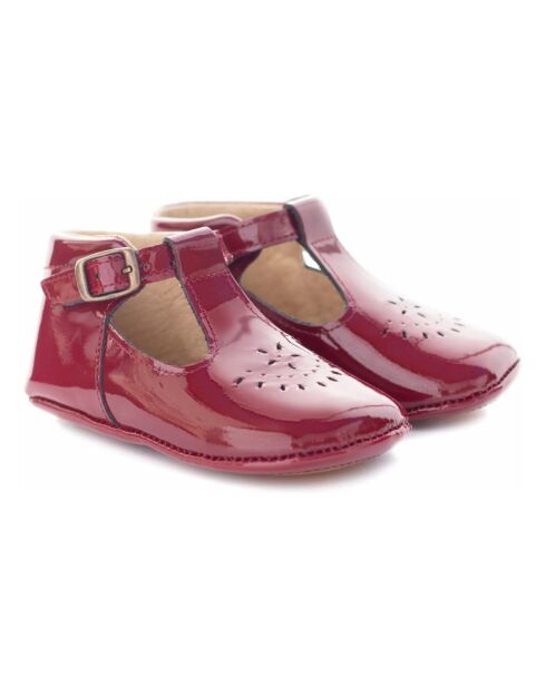Chaussons en cuir T-Bar Minimilton vernis bordeaux