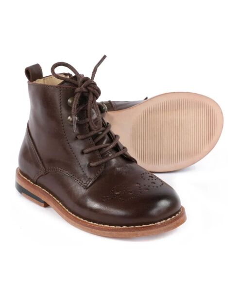 Bottines  en cuir à lacets Buster marron
