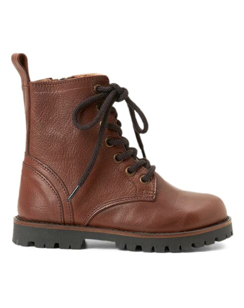 Bottes en cuir zip Lace-up marron