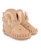 Hellrosa Kapi Snow Rabbit Lederpantoffeln mit Füllung