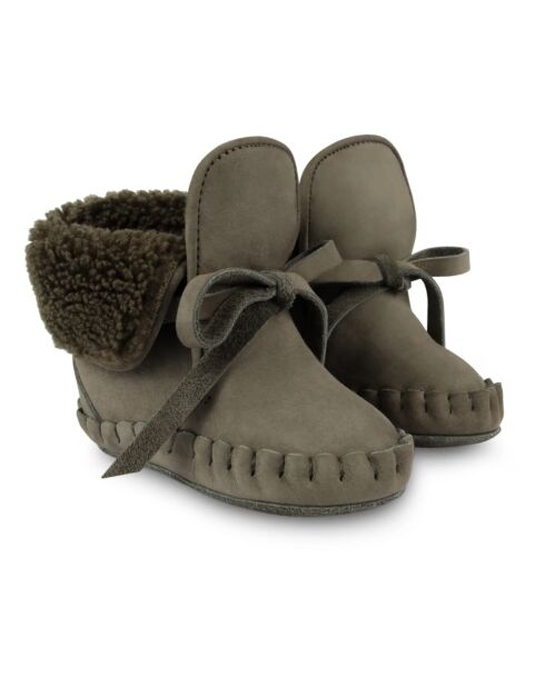 Chaussons en cuir fourés Jaya gris anthracite