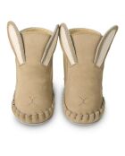 Chaussons  en cuir fourrés Lapin Kapi gris taupe