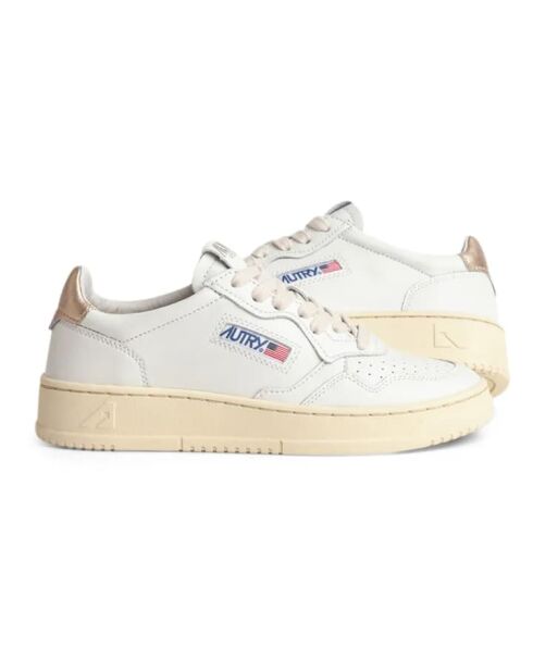 Medalist lage leren sneakers van goudkleurig leer