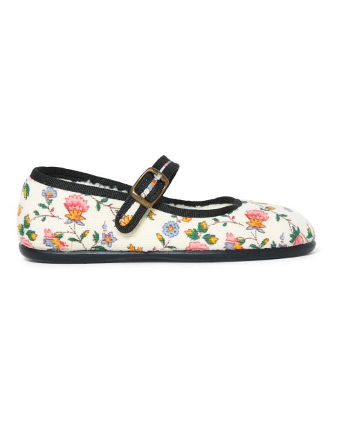 Chaussons velours Côtelé Collaboration Hermosilla x Bonjour écrus