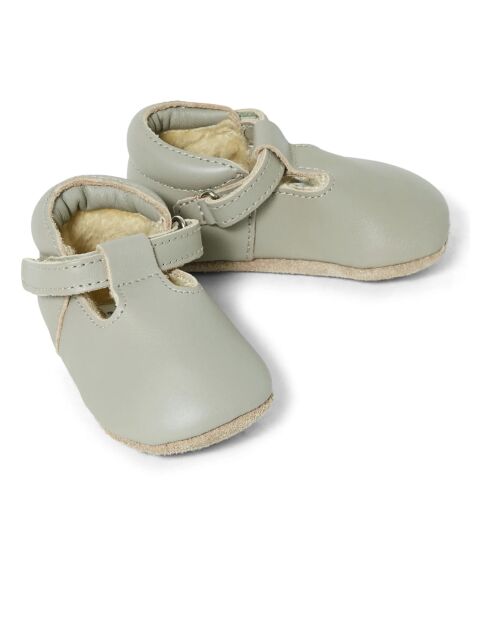 Chaussons en cuir fourés Elia gris clair
