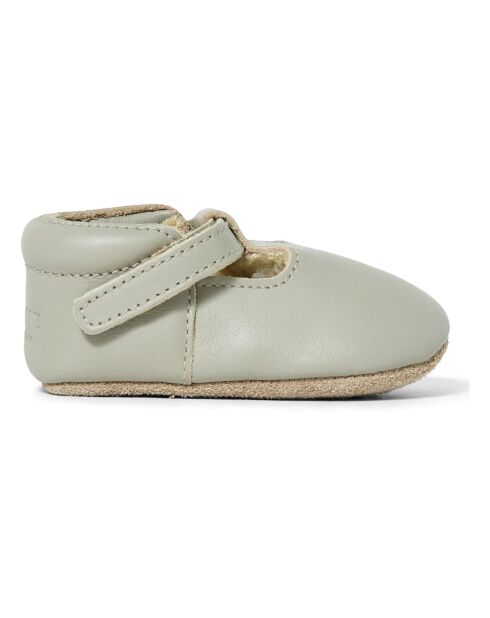 Chaussons en cuir fourés Elia gris clair