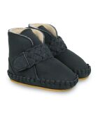 Pantofole in pelle foderate Mace blu marino