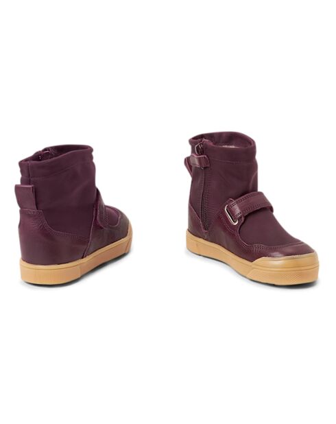 Bottes en cuir zip fourrées Loke Nylon prune
