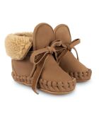 Chaussons en cuir fourés Jaya marron clair