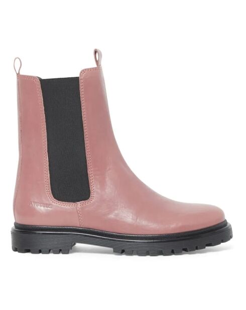 Hohe Chelsea-Stiefel aus Leder Funky pinke Sohlen