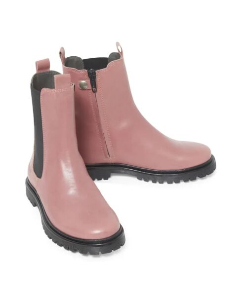 Hohe Chelsea-Stiefel aus Leder Funky pinke Sohlen