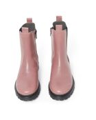 Hohe Chelsea-Stiefel aus Leder Funky pinke Sohlen