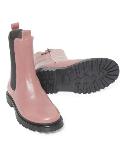 Hohe Chelsea-Stiefel aus Leder Funky pinke Sohlen