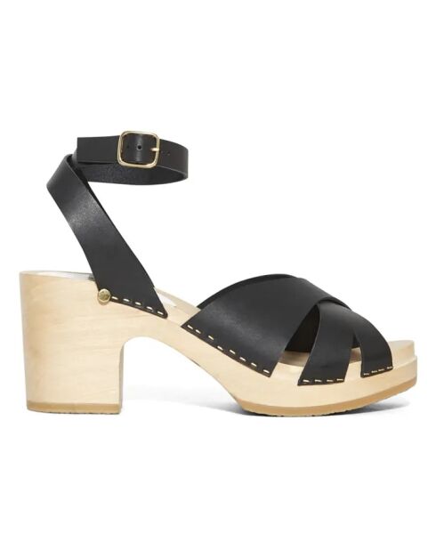 Ybiza sandalen met zwarte leren hak