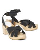 Ybiza sandalen met zwarte leren hak