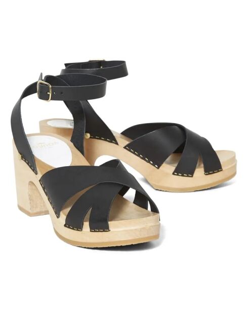 Ybiza sandalen met zwarte leren hak