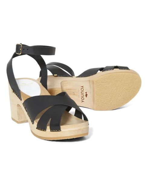 Ybiza sandalen met zwarte leren hak