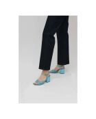 Capri Woven sandalen met blauwe hak van leer