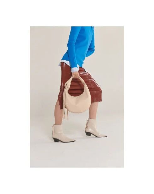Botas de piel color crema