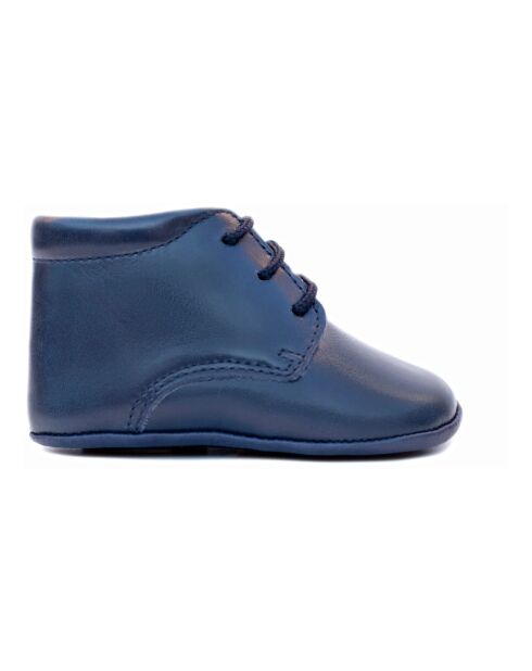 Chaussons  en cuir Minifirst bleus pétrole