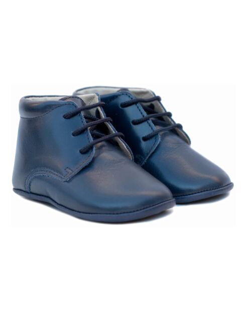 Chaussons  en cuir Minifirst bleus pétrole