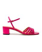 Sandalen met leren hak Leather No. 779 fuchsiaroze