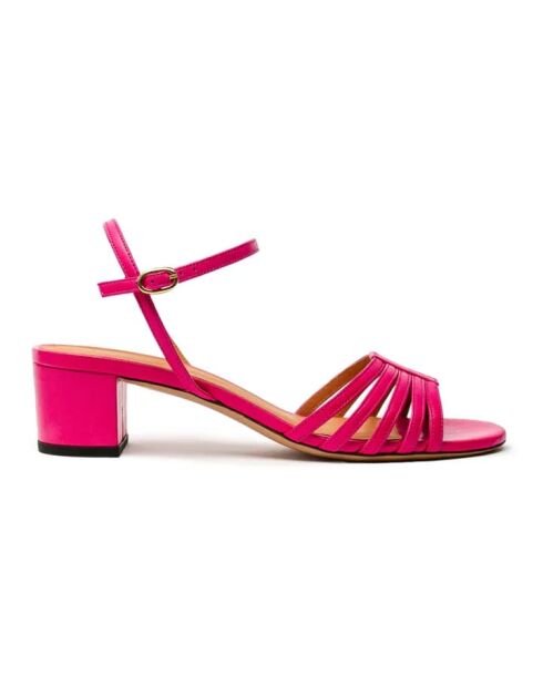 Sandalen met leren hak Leather No. 779 fuchsiaroze