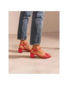 Sandalen met leren hak Leather No. 779 fuchsiaroze