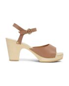 Yardi sandalen met hak van chocoladeleer