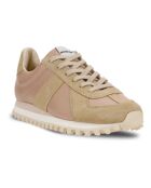 Beige leren sneakers met veters en veters in beige kleur