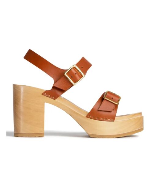 Yuma Brick sandalen met leren hak