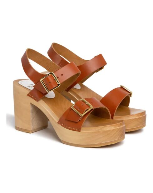 Yuma Brick sandalen met leren hak