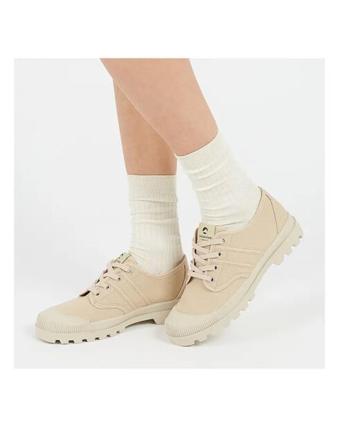 Bottines à lacets en toile Authentique version basse beiges