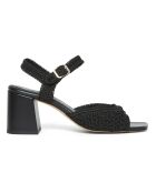 Zwarte sandalen met hak van Sicilia leer